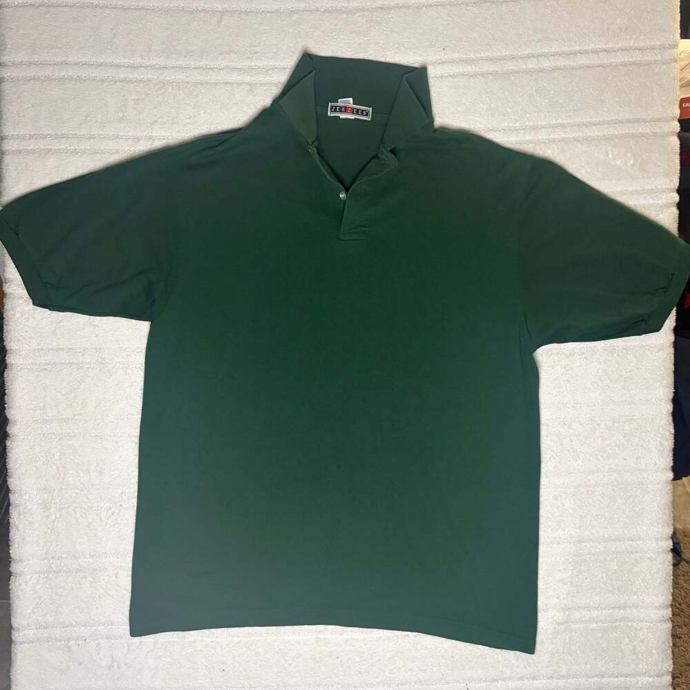 Jerzees Spotshield Stain Resistant Short Sleeve Polo Shirt Green Size Large